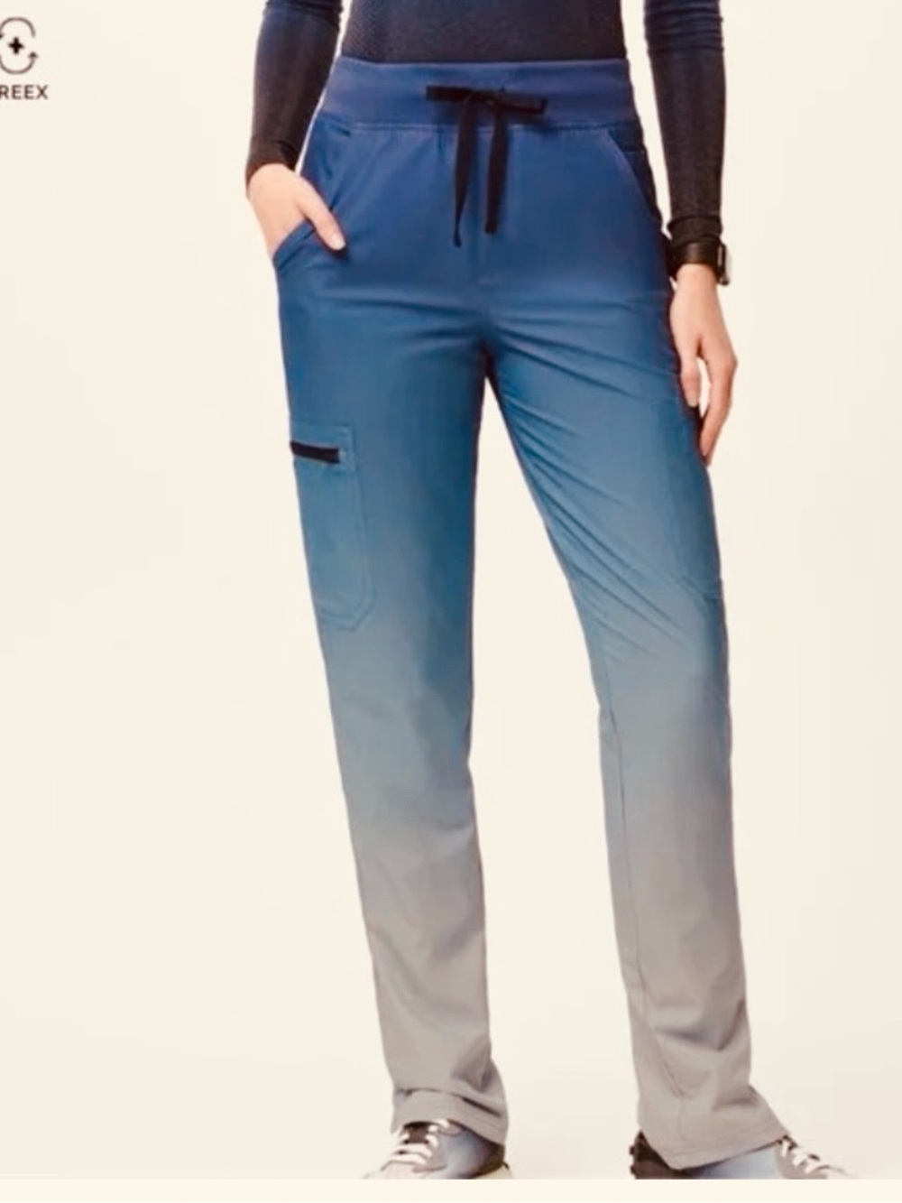 Figs Women’s Blue Ombre Scrub Pants with Drawstring size L